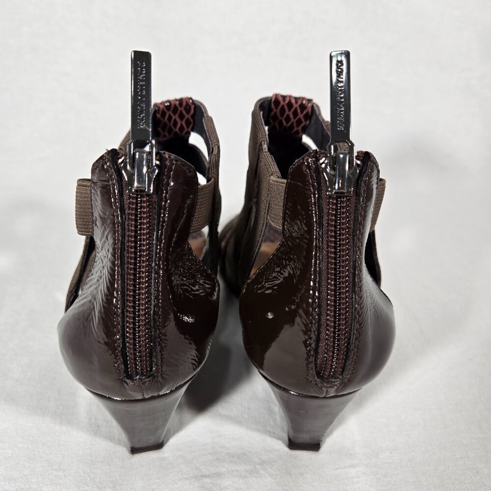 DONALD J PLINER Pira BROWN Watersnake & Stretchy Strappy Ankle Wedge Sandals 8M. - Picture 5 of 17